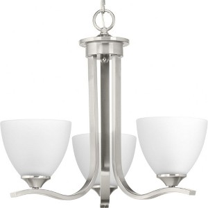 Progress Lighting Laird 3-Light Chandelier, Brushed Nickel, Glass Shades Collection: Laird, 3 lights, Chandelier, Brushed Nickel, Glass - 1 of 2
