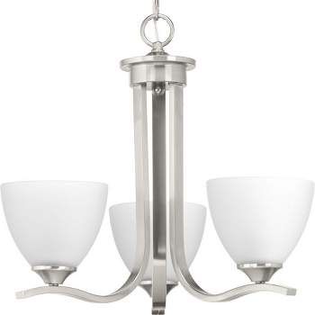 Progress Lighting Laird 3-Light Chandelier, Brushed Nickel, Glass Shades Collection: Laird, 3 lights, Chandelier, Brushed Nickel, Glass