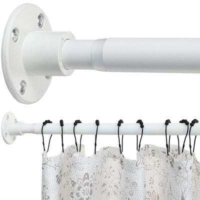 LunaLulinlk White Shower Curtain Rod - Adjustable Frosted Shower Curtain Rod 29-64'', Heavy Duty Shower Curtain Rod for Bathroom
