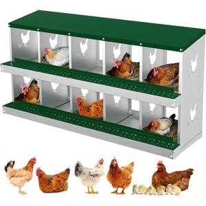 Metal Chicken Nesting Boxes, Nesting Boxes with Metal Legs, Chicken Laying Box with Roll Out Egg Collection with Vented Holes - 1 of 4