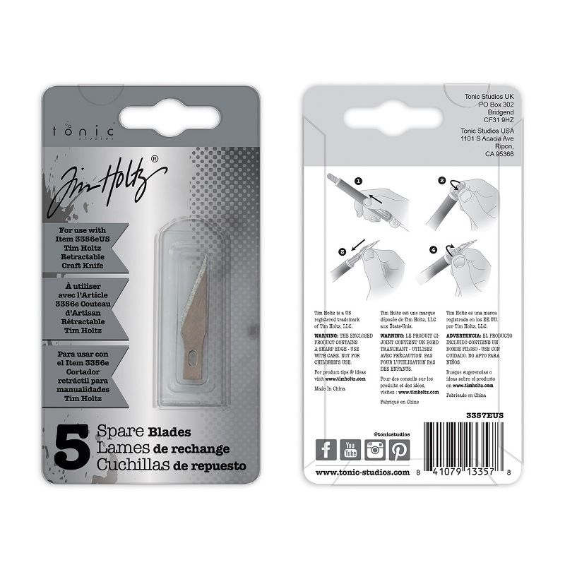 Tim Holtz Hobby Knife Replacement Blades - Refill Set of 5 Fine Point Precision Cutters - Compatible with Retractable Craft Tool 3356EUS, 2 of 11