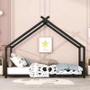 MAYEERTY Twin Size Metal House Bed, Kids Bedroom, Pink - 2 of 4