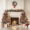 3ft Pre-Lit Mini Christmas Tree, Tabletop Artificial Xmas Tree with 78 Led Lights, Snow Flocked or Nordic Spruce, For Home and Office - 4 of 4