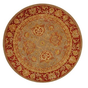Gray/Red Floral Tufted Round Accent Rug 4