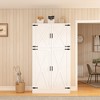Aheaplus 71" Freestanding Organizer with 4 Barn Doors, Wooden Wardrobe with Adjustable Shelves and Hanging Rails - 2 of 4