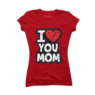 Junior's Design By Humans I Love You Mom Heart By solon2020 T-Shirt
