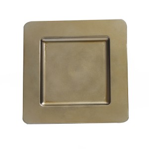 Essential Decor & Beyond 13" Square Plastic Charger in Champagne Set of 4 - 1 of 2