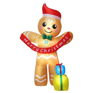 Itopfox 8.4 FT Christmas Inflatable Gingerbread Man with Gift Boxes LED Lighted Indoor Outdoor Yard Holiday Decoration 1 Piece - 1 of 4