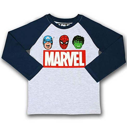 Marvel Super Hero Adventures Boys Girls Long Sleeve T-Shirt Tee (4, Red/Navy)