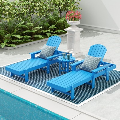 WestinTrends Dylan 3 Piece Adirondack Poly Reclining Chaise Lounge With Arms