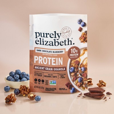 purely elizabeth. Dark Chocolate and Blueberries Protein Granola - 8oz
