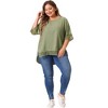 Agnes Orinda Women's Plus Size Lace Crochet Hollow out Crew Neck Short Sleeve Side Split Casual Blouses - 3 of 4