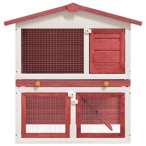 vidaXL Outdoor Rabbit Hutch with 3 Doors Chicken Cage Animal House Pet Carrier - Red - 1 of 4