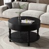 31.5" Round Coffee Table with Flip-Top Hidden Storage and Open Shelf, Two-Tier Accent Table with Wood Legs for Living Room - Panipeachy - 3 of 4