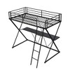 NicBex Twin Size Bunk Bed with Desk "X" Shape Metal Frame Bed Frame with Guardrails and Slant Ladder, No Box Spring Required, Black - 3 of 4