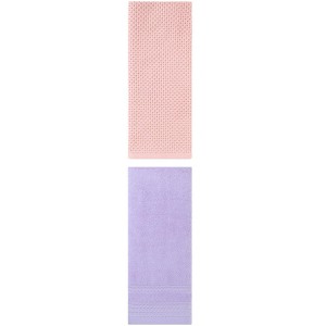 REGALWOVEN Solid Stripe Pattern Bathroom Face Hand Towels 14" x 30"/13" x 30" 2 Pcs - 1 of 4
