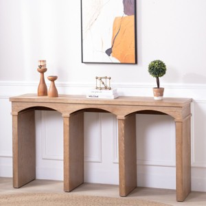 60" Rustic Console Table with Decorative Arched Legs,Narrow Entryway Table for Hallway,Living Room or Behind Sofa-Baofuwish - 1 of 4
