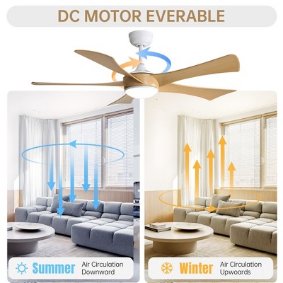 52 Inch Ceiling Fans with Lights and Remote Modern Ceiling Fan ETL Listed 3 Downrods 5 Blades 6 Speeds Reversible Quiet DC Motor Indoor Outdoor Fans