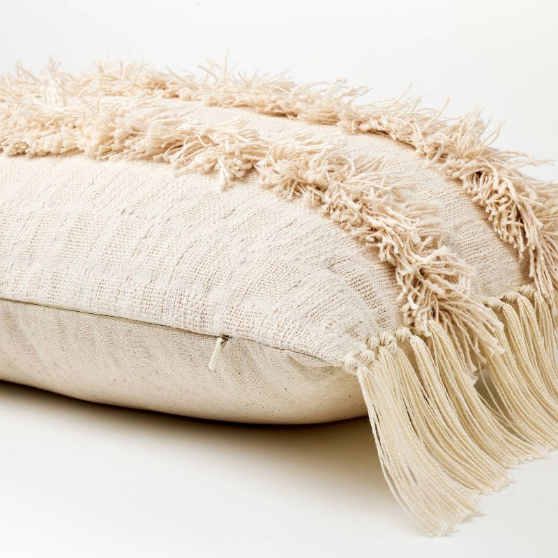 Oversized Woven with Frayed Detail Lumbar Throw Pillow Cream - Threshold&#8482; designed with Studio McGee, 5 of 6