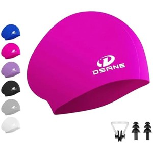 DSANE Womens Silicone Swim Cap for Long Hair,3D Ergonomic Design Silicone Swimming Caps for Women Men Adults Boys Girls with Ear Plug and Nose Clip - 1 of 1