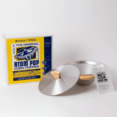 Atom 2.5 Quart Aluminum Stovetop Popcorn Popper with Sycamore Handle