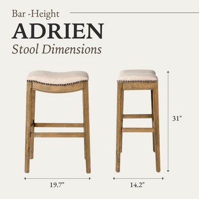 Weathered Oak Saddle-Style Backless Kitchen Stool, Set of 4