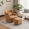360° Velvet Swivel Chair,Velvet Accent Chair with Ottoman,Oversized Accent Barrel Armchair with Pillow,Sofa Chair with Lounge Seat-Cuddlewood - 2 of 4
