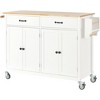 PDTEND 54.3" Kitchen Island Cart with Solid Wood Top, Locking Wheels, 4-Door Cabinet, 2 Drawers, Spice Rack and Towel Rack - 2 of 4