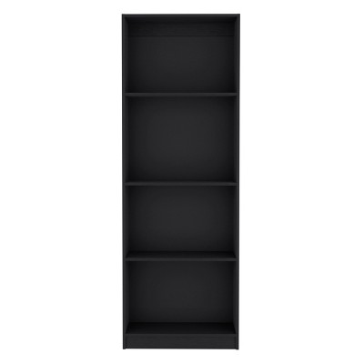 GlasFlength Decorative Storage Cabinets Modern Accent Storage Cabinet with 4 Shelf Free standing Cabinet for Living Room, Black, 24.7"*11.7"*71.1"