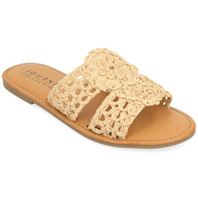 Journee Collection Womens Lissia Slip On Slide Flat Sandals