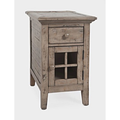 Rustic Shores Weathered Grey Rectangular Chairside Table with USB Ports