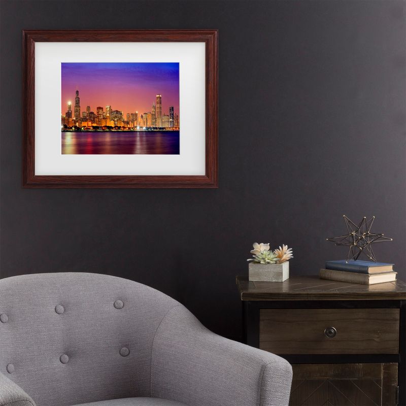 Trademark Fine Art -Mike Jones Photo 'Chicago Dusk full skyline' Matted Framed Art, 3 of 4