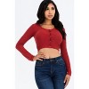 Slickblue Women's Ribbed Long Sleeve Crop Top, Snap Button Front Fitted Tee, 8 Color Options, Size S-L - 2 of 4