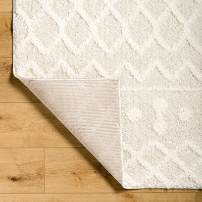 Daris Cream Geometric Polyester Area Rug 5'3" x 7'