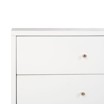Transitional Gold/White 2-Drawer Nightstand with Metallic Accents