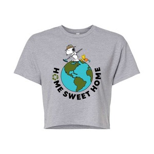 Women's - Peanuts - Home Sweet Home Cropped Graphic T-Shirt - 1 of 4