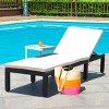 Costway Patio Lounge Chaise Couch Cushioned Rattan Height Adjustable Garden White - 4 of 4