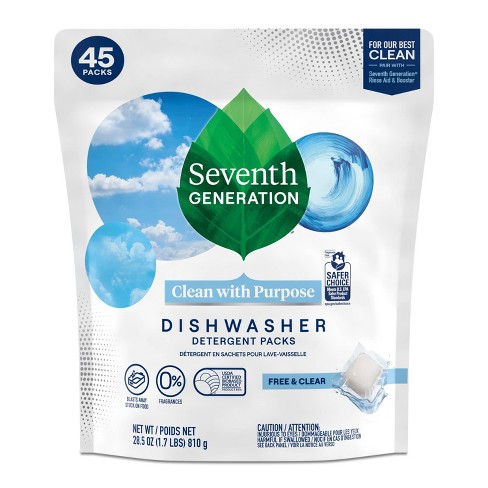 Seventh Generation Natural Dishwasher Detergent Packs Free & Clear - 45ct/28.5oz - image 1 of 3