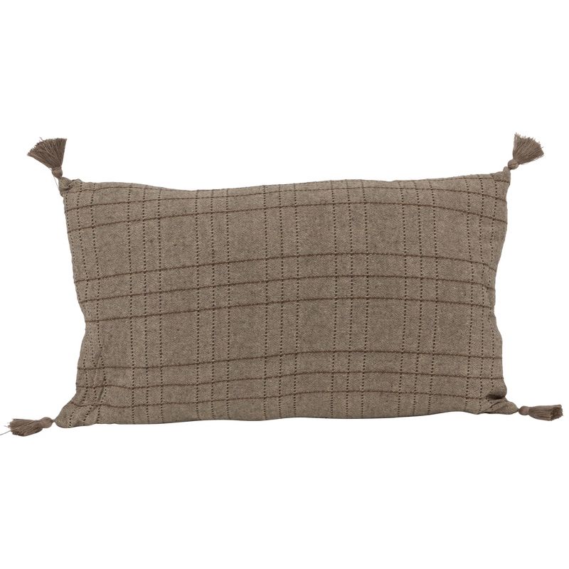 Northlight 18" Tan Yarn-Dyed Rectangular Throw Pillow with Tassels, 1 of 6