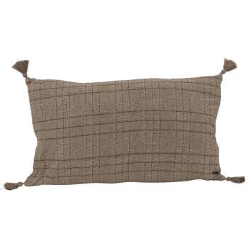 Northlight 18" Tan Yarn-Dyed Rectangular Throw Pillow with Tassels