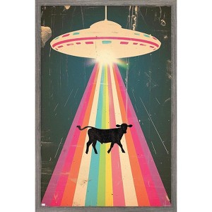 Trends International Ray Heere - UFO Cow Abduction 8 Framed Wall Poster Prints - 1 of 4
