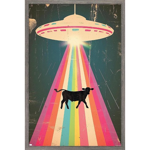 Trends International Ray Heere - UFO Cow Abduction 8 Framed Wall Poster Prints - image 1 of 4