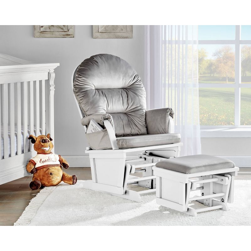 Suite Bebe Madison Glider and Ottoman - White Wood and Gray Fabric, 3 of 6