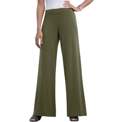 Jessica London Women's Plus Size Petite Stretch Knit Wide Leg Pant
