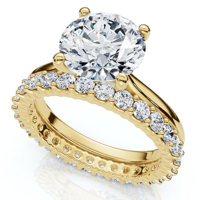 Pompeii3 Certified 2.77Ct Solitaire Diamond Ring & Eternity Band 14k Gold or Pt Lab Created