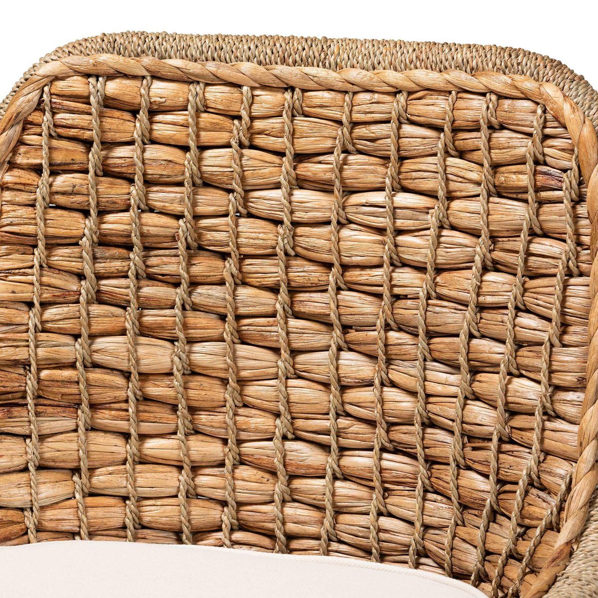 Kyle Woven Rattan Dining Side Chair with Cushion White/Natural - bali & pari - thumbnail 6