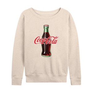 Women's - Coca-cola - Coke Bottle Logo Lightweight French Terry Wide Neck Long Sleeve Shirt - 1 of 4