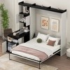 NicBex Full Size Murphy Bed Desk Wooden Frame Morden Hideaway Wall Bed with Shelves and Cabinets Charging for Guest Room, White - 3 of 4