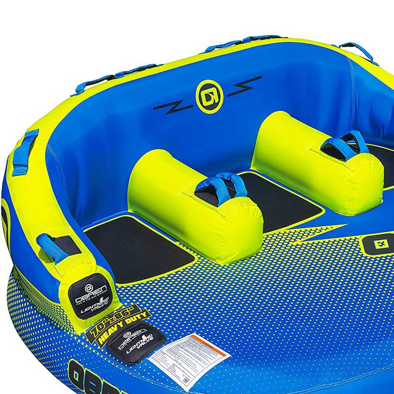 O'Brien Watersports Heavy-Duty Durable Barca 3 Person Raft Comfy Kickback Lightweight Towable Boat Tube, Blue, 2 of 6