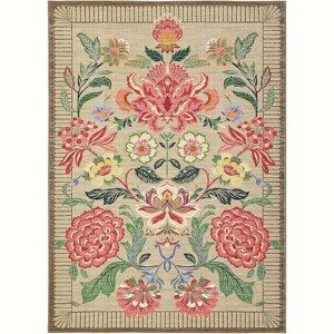 Washable Floral Rug, Soft Non-Slip, Low Pile, Stain Resistant—Ideal for Living Room, Bedroom, Dining, Office - 1 of 4